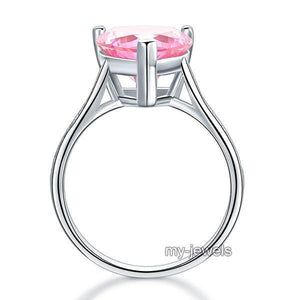 925 Sterling Silver Bridal Engagement Ring 3.5 Carat Heart Pink Created Zirconia Jewelry MXFR8216