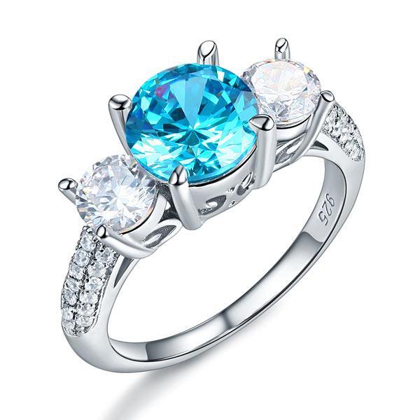 Sky blue online diamond ring