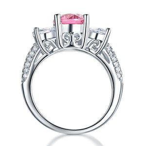 925 Sterling Silver 3-Stone Wedding Ring 2 Carat Fancy Pink Created Zirconia Jewelry Vintage Style MXFR8227