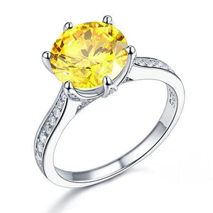 925 Sterling Silver Bridal Engagement Luxury Ring 3 Carat Yellow Canary Created Zirconia Jewelry MXFR8230