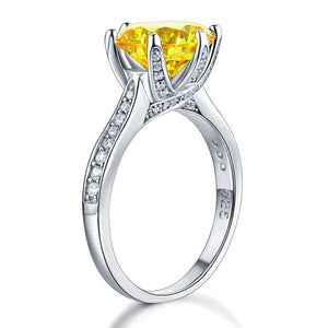 925 Sterling Silver Bridal Engagement Luxury Ring 3 Carat Yellow Canary Created Zirconia Jewelry MXFR8230
