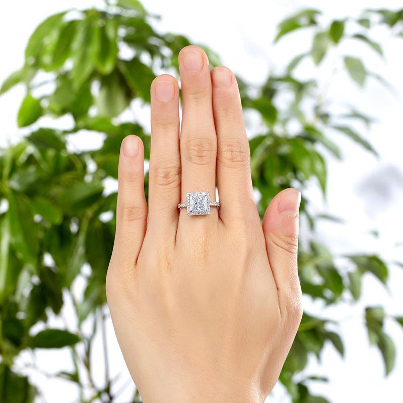 1.5 Ct Princess Created Zirconia Solid 925 Sterling Silver Wedding Anniversary Engagement Ring Jewelry MXFR8231