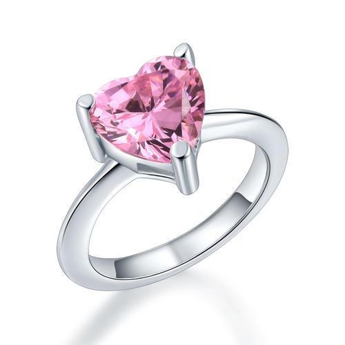 Newborn Baby 925 Sterling Silver Ring Pink Heart Created Zirconia Photo Prop MXFR8232