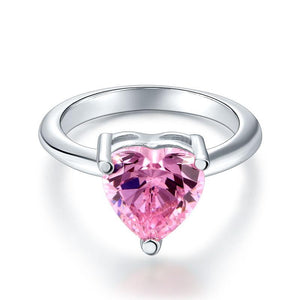 Newborn Baby 925 Sterling Silver Ring Pink Heart Created Zirconia Photo Prop MXFR8232