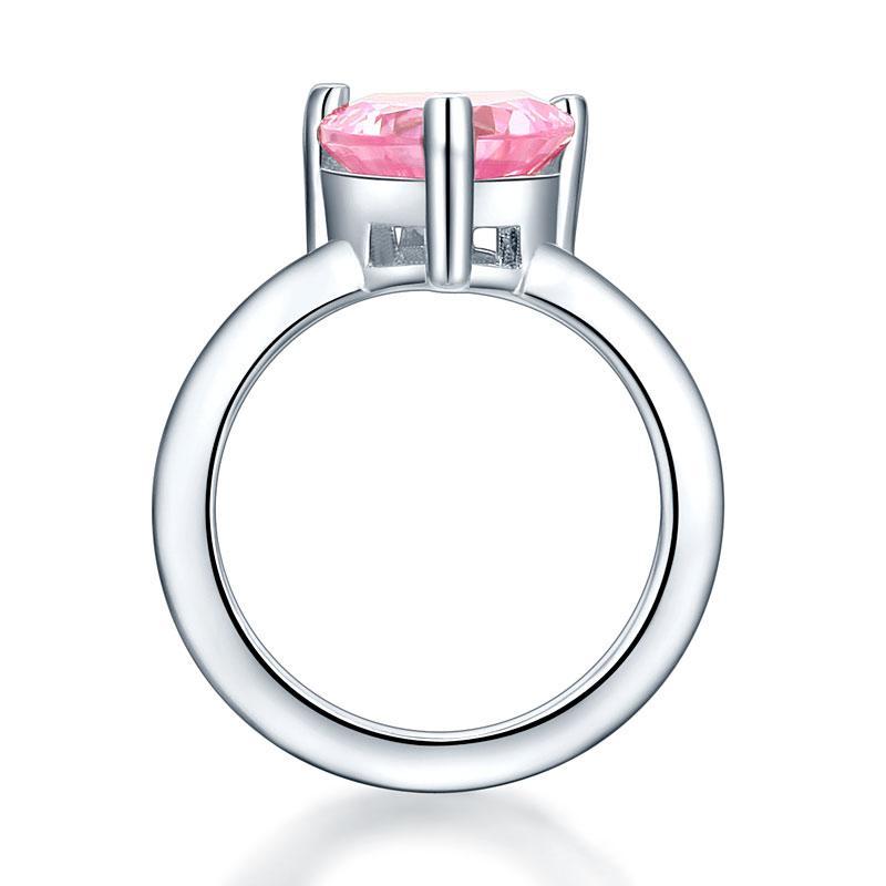 Newborn Baby 925 Sterling Silver Ring Pink Heart Created Zirconia Photo Prop MXFR8232