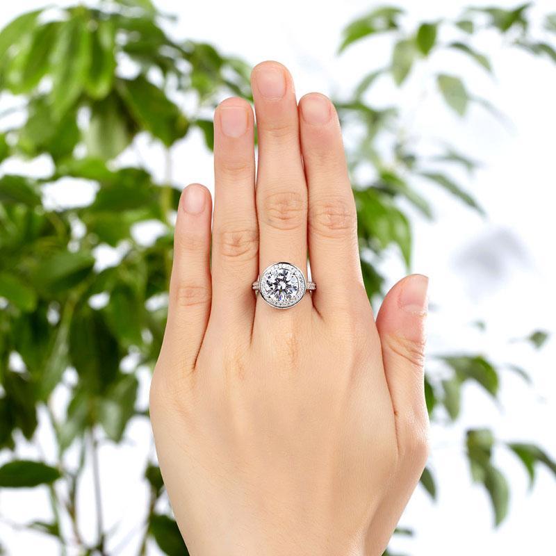 Luxury 925 Sterling Silver Wedding Anniversary Engagement Ring Halo 3.5 Ct Created Zirconia MXFR8235
