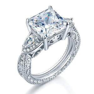 Luxury 925 Sterling Silver Wedding Engagement Ring Vintage 4 Ct Created Zirconia MXFR8237
