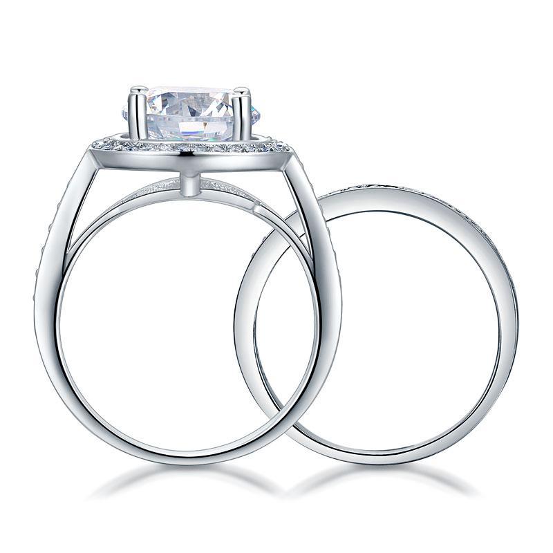 Luxury 925 Sterling Silver Promise Engagement Ring Set 3.5 Ct Vintage Created Zirconia MXFR8240