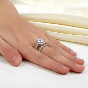 Luxury 925 Sterling Silver Promise Engagement Ring Set 3.5 Ct Vintage Created Zirconia MXFR8240