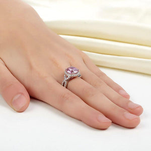 3 Carat Fancy Pink Created Zirconia 925 Sterling Silver Wedding Engagement Luxury Ring Promise Anniversary MXFR8242