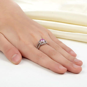 Floral 925 Sterling Silver Wedding Promise Anniversary Ring 1 Ct Fancy Pink Created Zirconia Jewelry MXFR8250