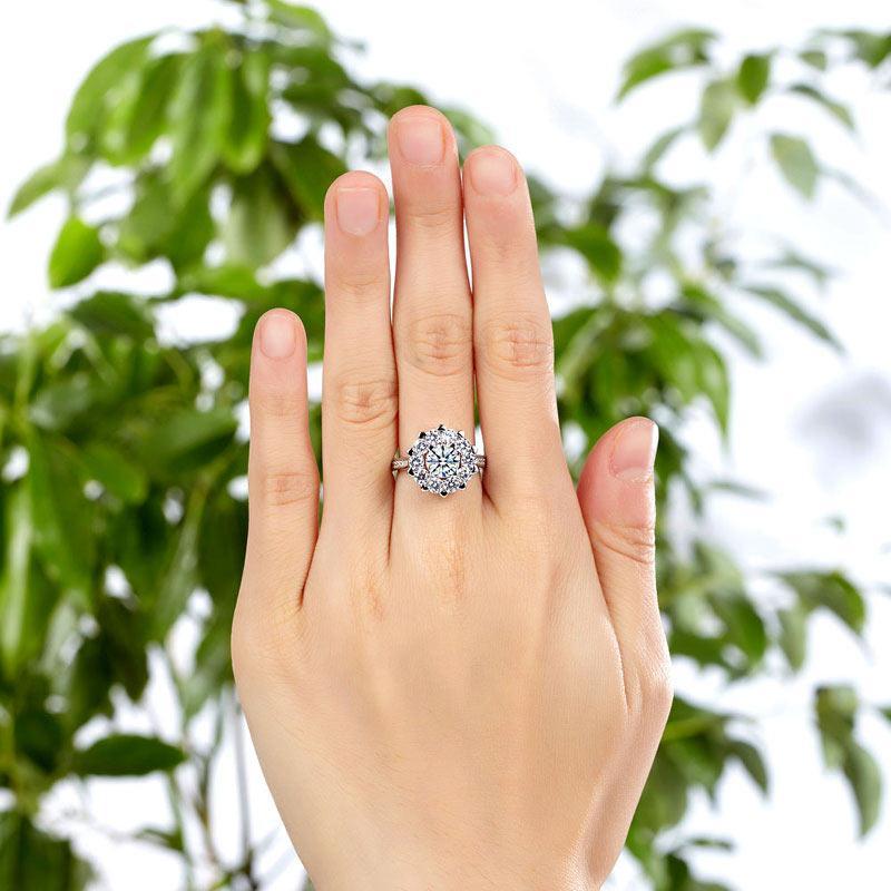 Snowflake 925 Sterling Silver Wedding Promise Anniversary Ring 1 Ct Created Zirconia MXFR8265