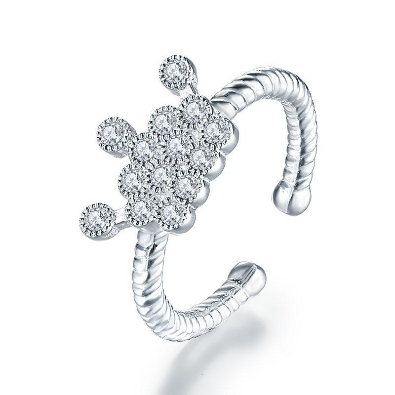 Kids Girls Princess Crown Ring Solid 925 Sterling Silver Children Jewelry Adjustable MXFR8266