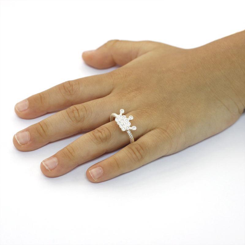 Kids Girls Princess Crown Ring Solid 925 Sterling Silver Children Jewelry Adjustable MXFR8266