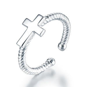 Kids Girls Cross Ring Solid 925 Sterling Silver Children Jewelry Adjustable MXFR8267