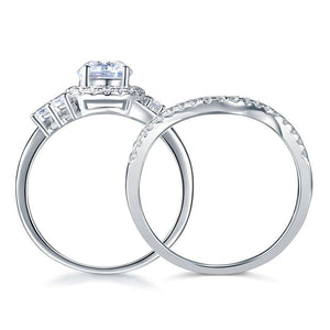 Solid 925 Sterling Silver Wedding Engagement Ring Set Anniversary Art Deco 1 Ct MXFR8269