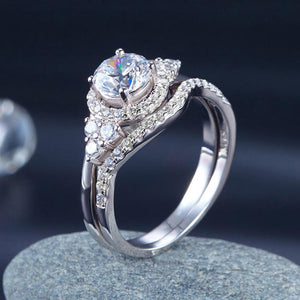 Solid 925 Sterling Silver Wedding Engagement Ring Set Anniversary Art Deco 1 Ct MXFR8269