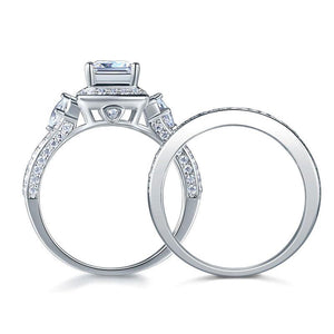 Princess Cut 925 Sterling Silver Wedding Engagement Ring Set Anniversary MXFR8271