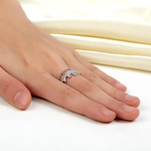 Solid 925 Sterling Silver Ring Crown Shape CZ for Lady Trendy Stylish Jewelry MXFR8277