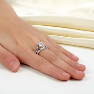Solid 925 Sterling Silver Crown Ring 1 Carat Pear Cut for Lady Trendy Stylish Jewelry MXFR8278