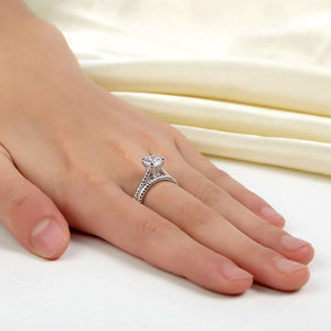 Promise Engagement 2-PC Solid Sterling 925 Silver Twist Solitaire Ring Set Bridal Jewelry MXFR8291