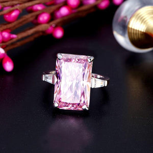 8.5 Carat Pink Created Diamante Stone Solid 925 Sterling Silver Ring Party Luxury Jewelry MXFR8307