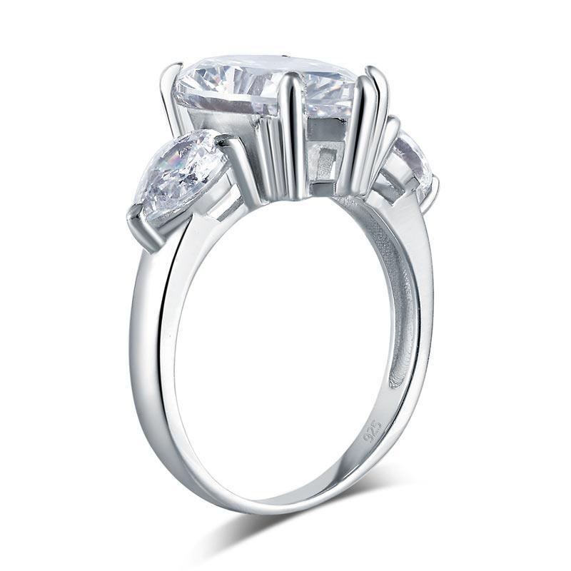 Pear Cut 4 Carat Solid 925 Sterling Silver Ring Three-Stone Pageant Luxury Jewelry MXFR8308