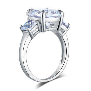 Cushion Cut 4 Carat Solid 925 Sterling Silver Ring Three-Stone Pageant Luxury Jewelry MXFR8309