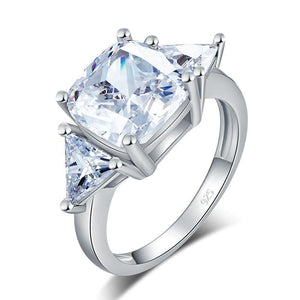Cushion Cut 4 Carat Solid 925 Sterling Silver Ring Party Luxury Jewelry Created Diamante MXFR8310
