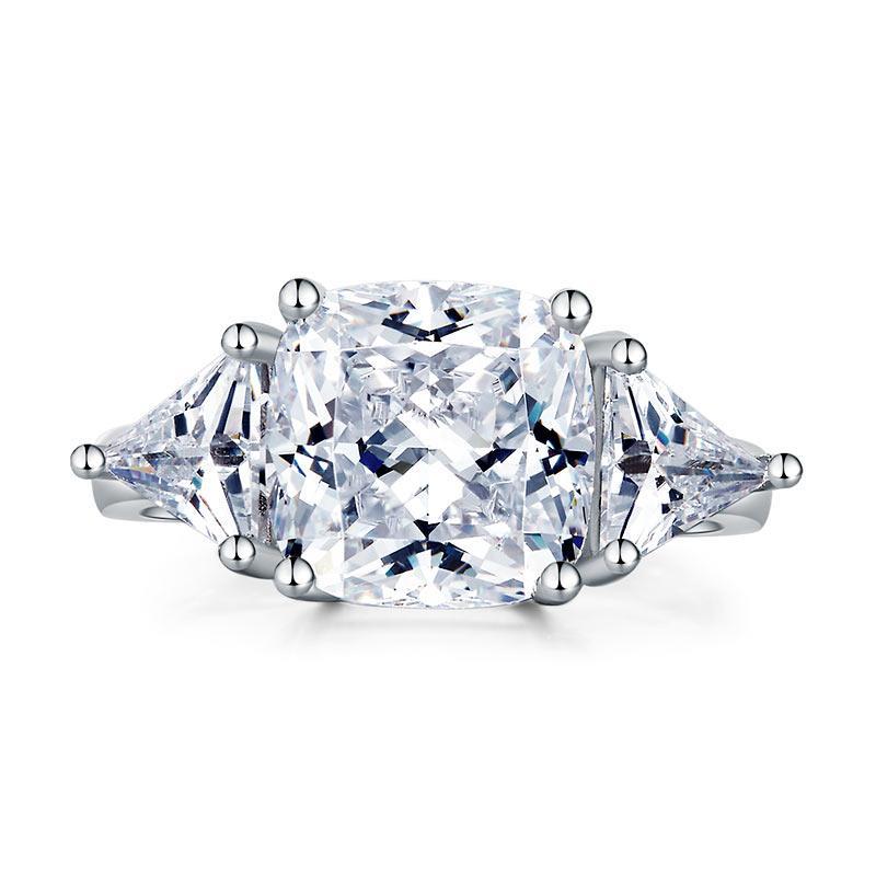 Cushion Cut 4 Carat Solid 925 Sterling Silver Ring Party Luxury Jewelry Created Diamante MXFR8310