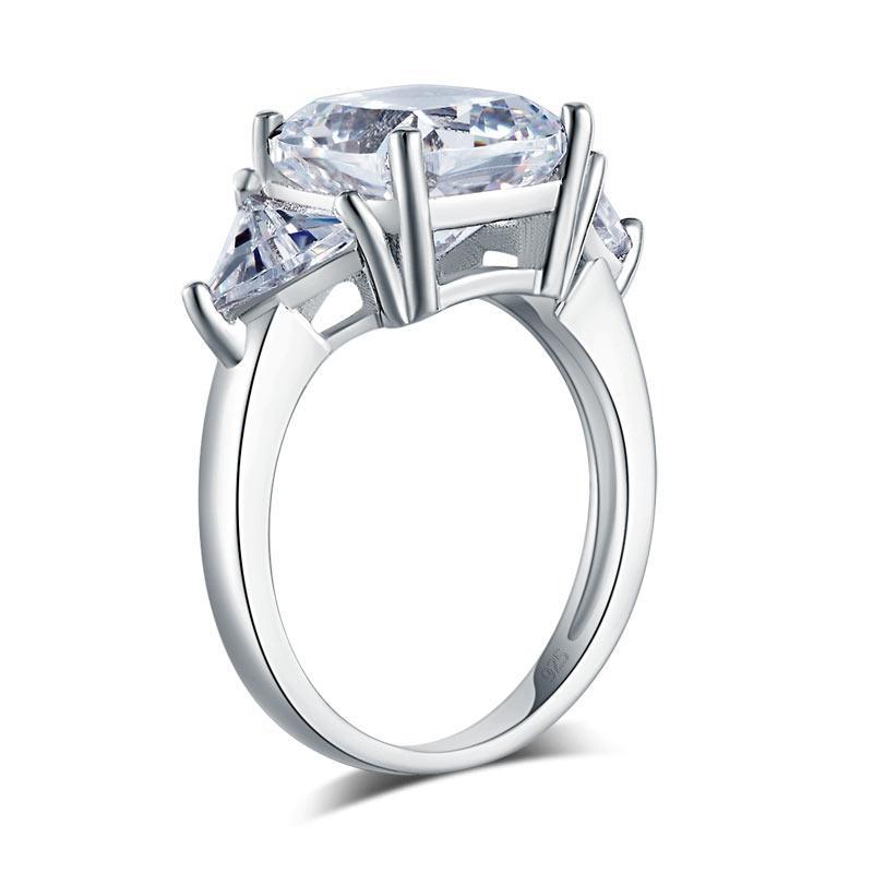 Cushion Cut 4 Carat Solid 925 Sterling Silver Ring Party Luxury Jewelry Created Diamante MXFR8310