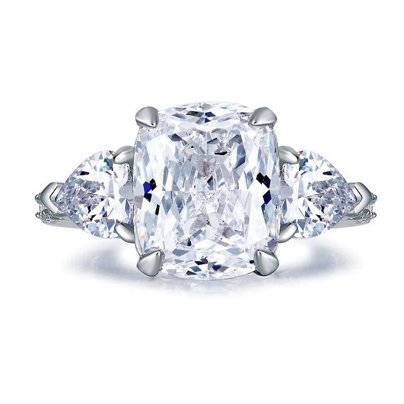 5 Carat Solid 925 Sterling Silver Ring Three-Stone Pageant Luxury Jewelry MXFR8311