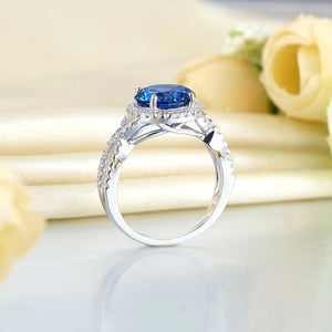 3 Carat Navy Blue Stone 925 Sterling Silver Wedding Engagement Luxury Ring Promise Anniversary MXFR8314