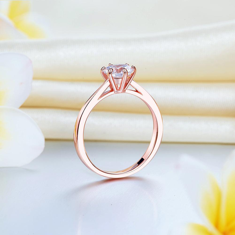 1 Carat 6 Claws Wedding Classic Engagement Ring Solitaire Solid 925 Sterling Silver Rose Gold Plated MXFR8315