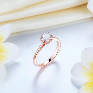 1 Carat 6 Claws Wedding Classic Engagement Ring Solitaire Solid 925 Sterling Silver Rose Gold Plated MXFR8315