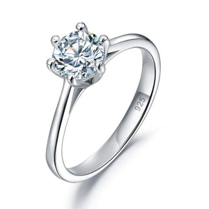 1 Carat Created Zirconia Engagement Ring 925 Sterling Silver Classic 6 Claws MXFR8316