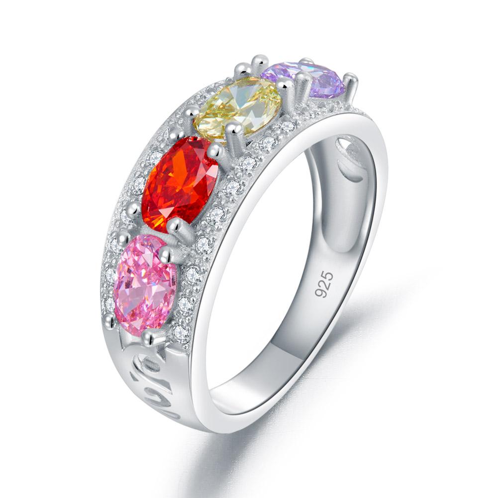 Multi-Color Stone Anniversary Solid 925 Sterling Silver Ring Jewelry MXFR8320