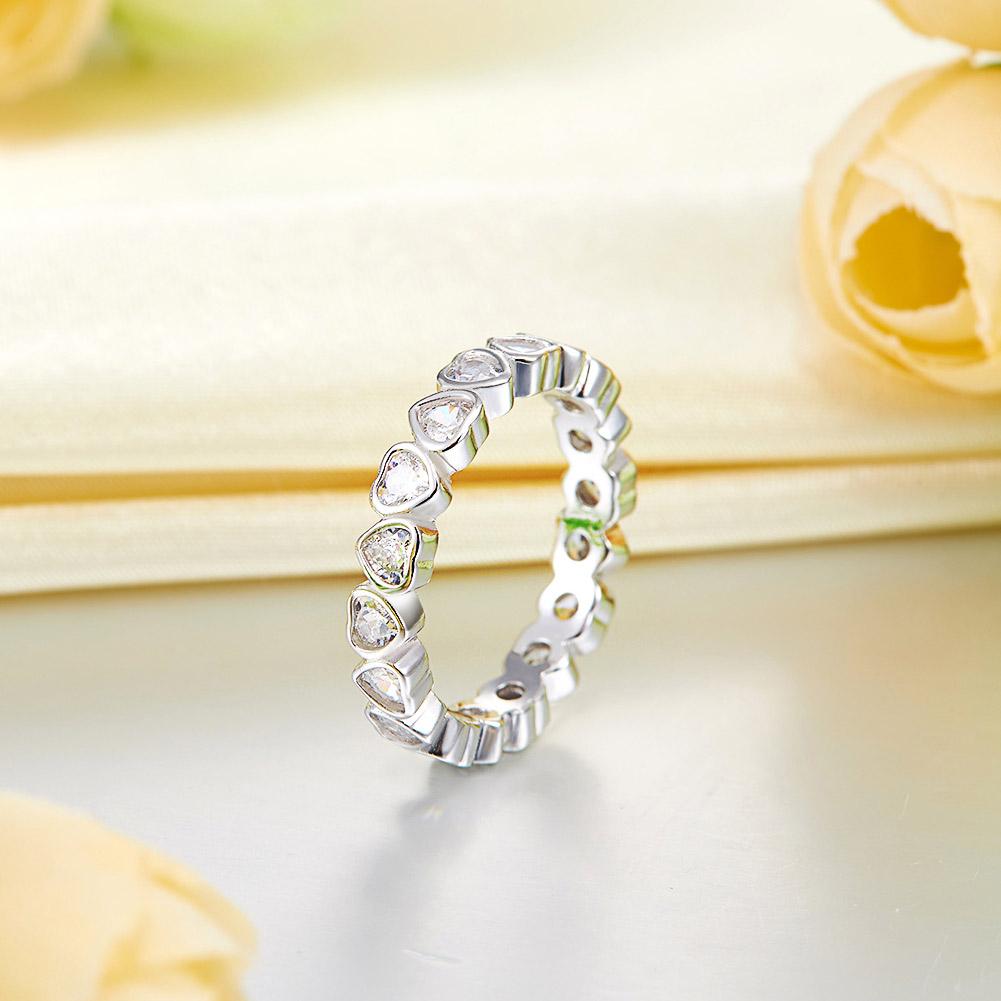 Eternity Wedding Band Heart Solid 925 Sterling Silver Stacking Ring Jewelry MXFR8321