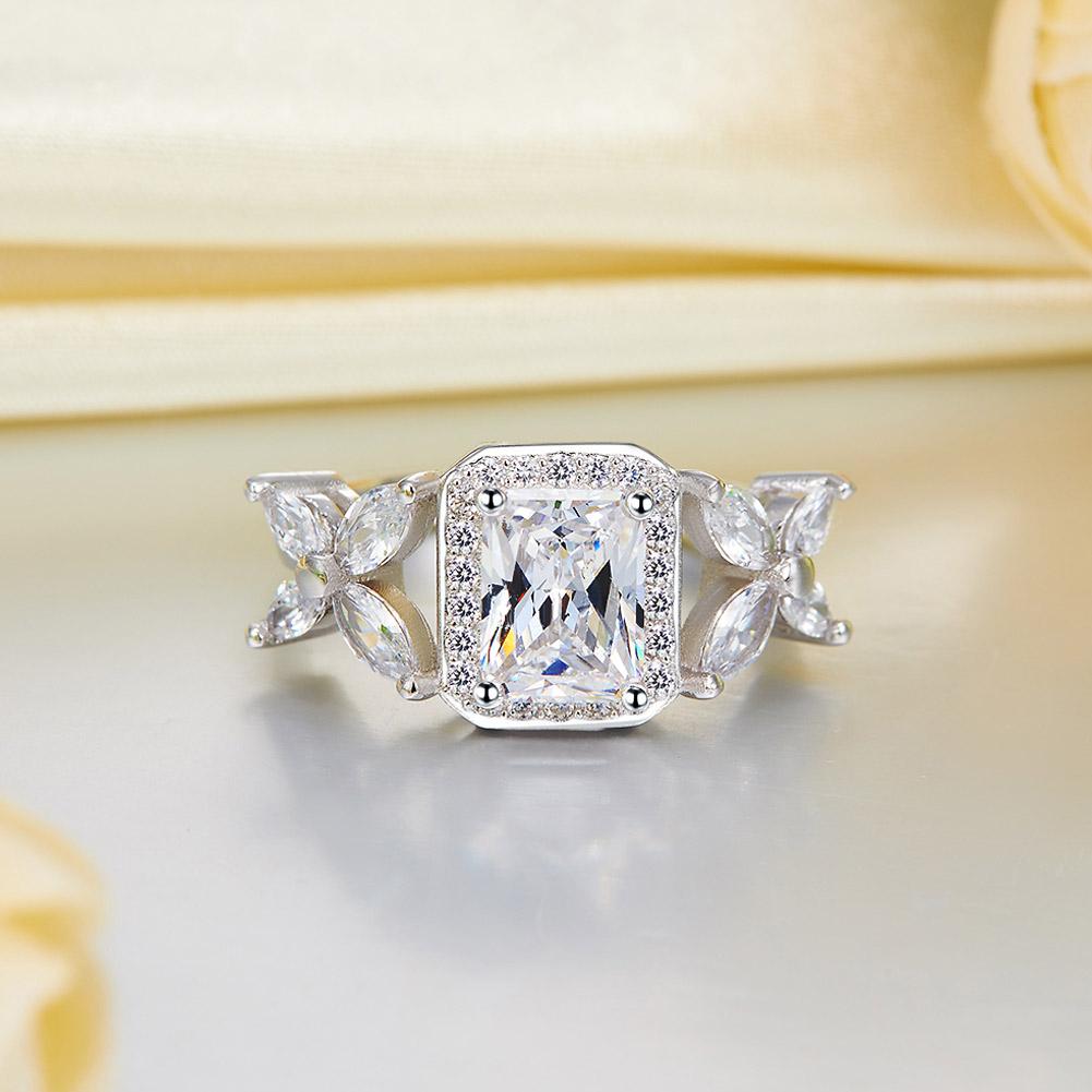 Luxury Ring Solid 925 Sterling Silver Butterfly Wedding Jewelry MXFR8322