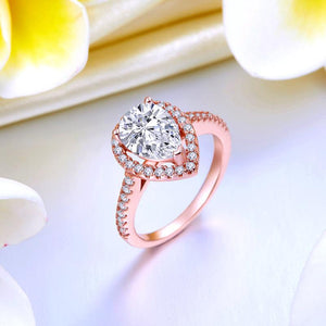 2 Ct Pear Cut Sterling 925 Silver Rose Gold Plated Ring Wedding Promise Engagement MXFR8325