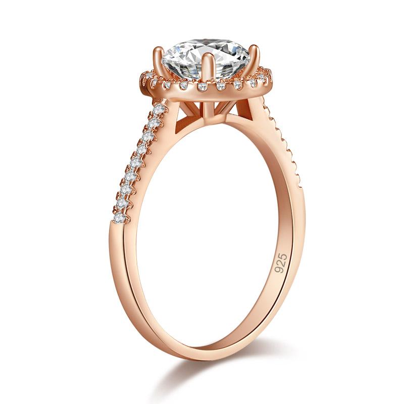 925 Sterling Silver Wedding Engagement Rose Gold Plated Ring Created Zirconia MXFR8326