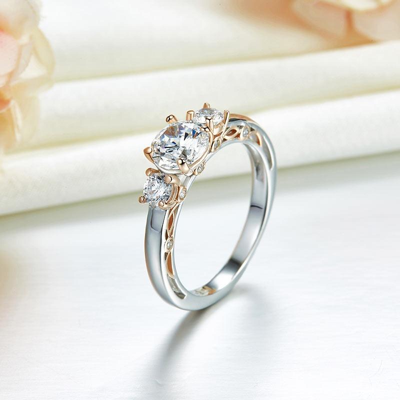 Solid 925 Sterling Silver Wedding Vintage Style Ring 1 Ct Two Tone Color MXFR8331