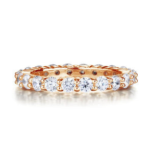 Solid 925 Sterling Silver Wedding Band Eternity Stacking Ring Rose Gold Plated MXFR8332