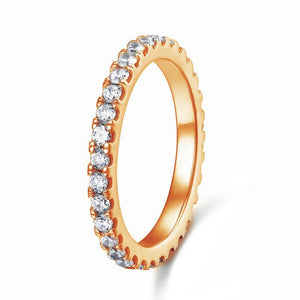 Eternity Ring Created Zirconia Solid Sterling 925 Silver Rose Gold Plated Wedding Band MXFR8334