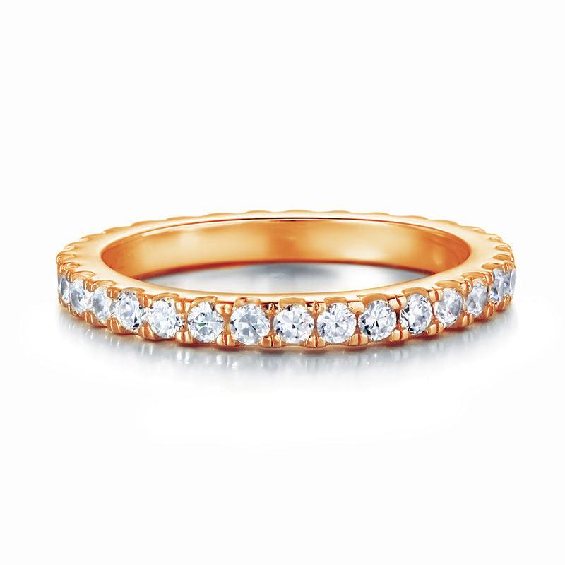Eternity Ring Created Zirconia Solid Sterling 925 Silver Rose Gold Plated Wedding Band MXFR8334
