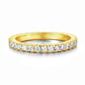 Eternity Ring Created Zirconia Solid Sterling 925 Silver Yellow Gold Plated Wedding Band MXFR8335