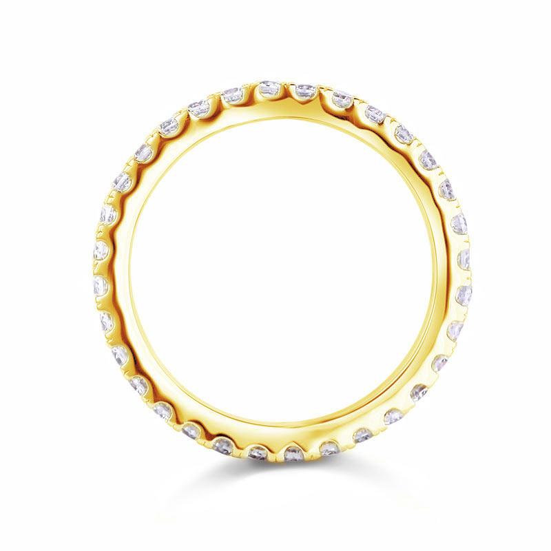 Eternity Ring Created Zirconia Solid Sterling 925 Silver Yellow Gold Plated Wedding Band MXFR8335