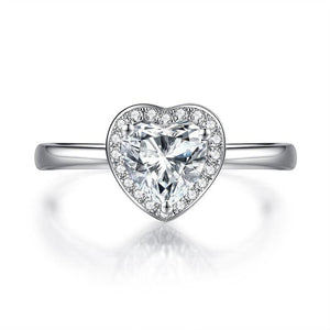 Heart Halo 1 Carat Moissanite Diamond Ring Engagement 925 Sterling Silver XMFR8343
