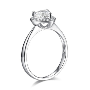 Heart Halo 1 Carat Moissanite Diamond Ring Engagement 925 Sterling Silver XMFR8343