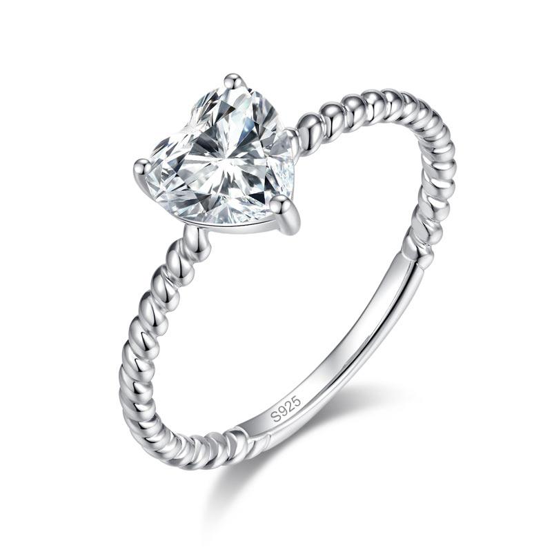 Heart 1 Carat Moissanite Diamond Ring Engagement 925 Sterling Silver XMFR8345